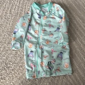 Disney Mint Green Winnie the Pooh Kids Zip Front Rashguard